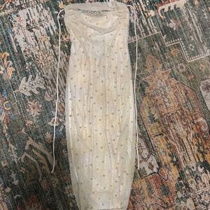 Oh Polly Strapless Cream Dress with Beaded Detail